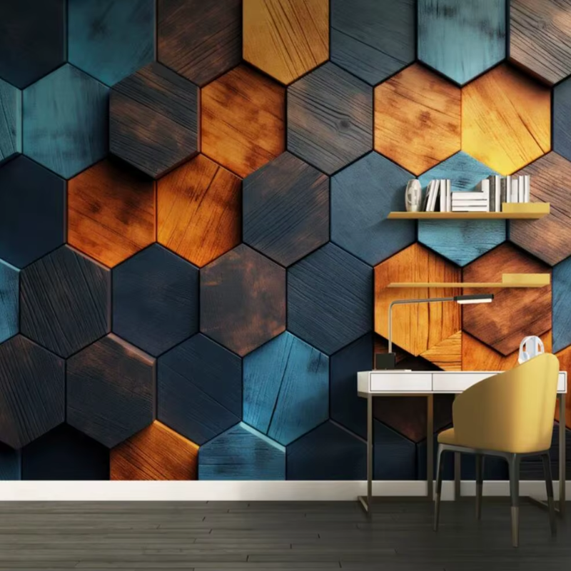 3D Wallpaper Colourful Hexagons